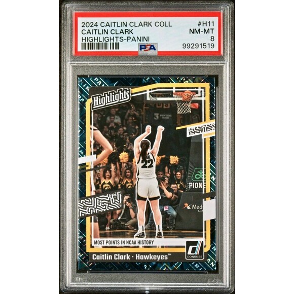 Caitlin Clark 2024 Panini Donruss Highlights H11 Basketball Card PSA 8 NM-MT+ - Picture 1 of 2